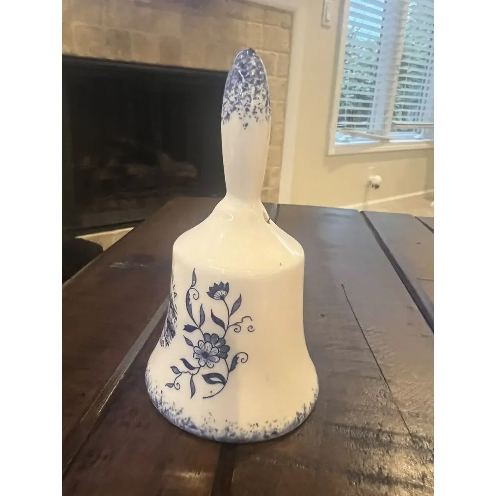 New Orleans, LA Souvenir Porcelain Bell Lace Balconies, Blue & White, Japan 4.5